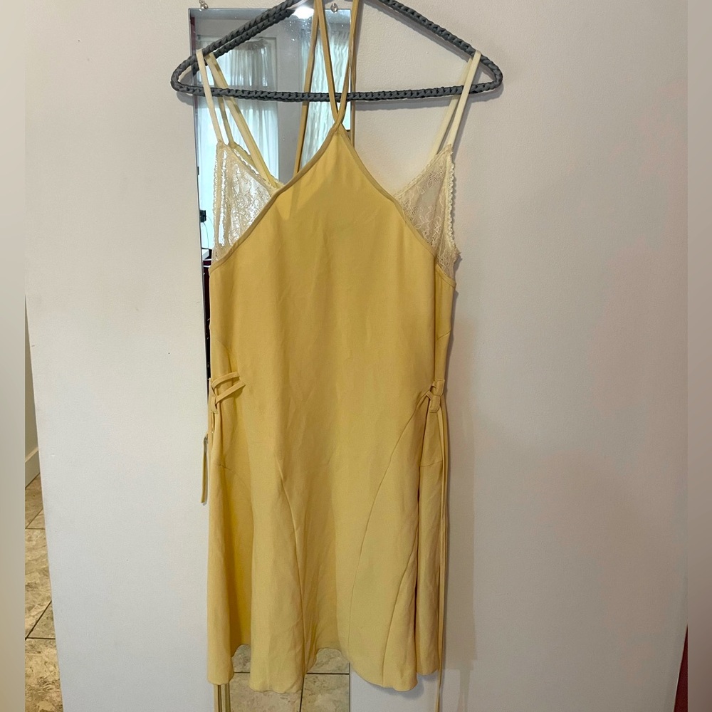 Light Yellow Layered Halter Mini Dress